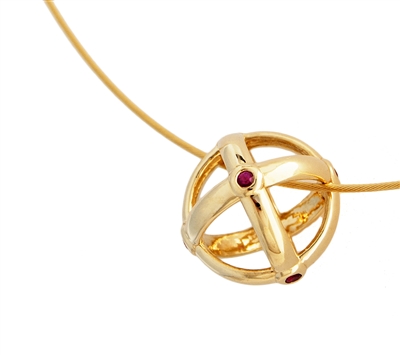 Sfera Ruby Bezel Pendant Necklace