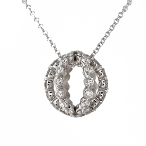 Sfera Pin Diamond Pendant Necklace, Cable chain included. 14k White Gold.