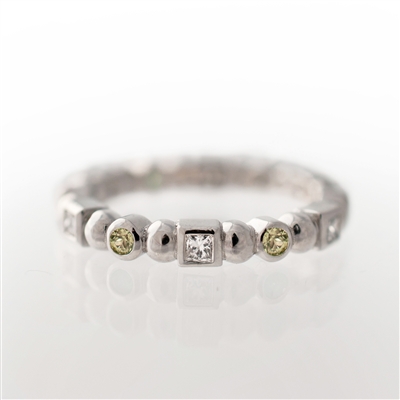 Princess Diamonds & Round Green Diamonds, Eternity Ring