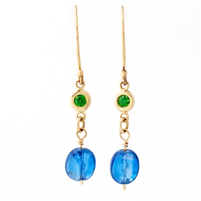 Tsavorite Garnet & Kyanite Dangle Earring