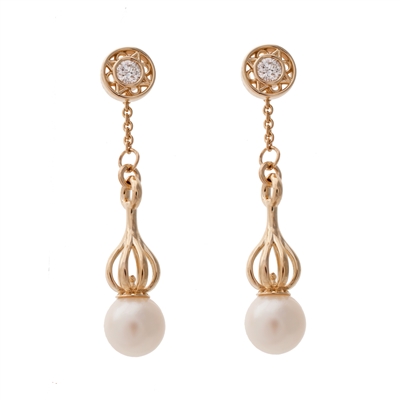 Versa Pearl Drops with Florentine Diamond Studs