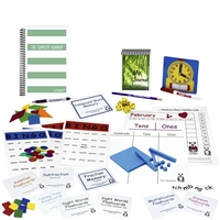 First Grade Complete resources: flashcards, spelling squares, square tiles, a tangram, dice, clock, games, charts with base ten counting pieces, student journal, calendar, spiral-bound, daily planner