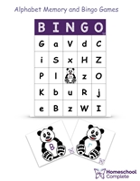 Alphabet Game Bundle includes activities and games, 52 game cards, 4 bingo game boards, and bingo markers.