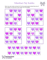 Valentine's Day Sudoku for Elementary Students