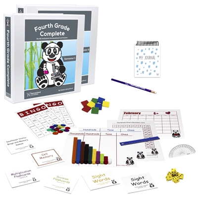 Homeschool Complete: Fourth Grade Secular Full Year Curriculum Bundle with Resources