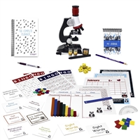 Fourth Grade Complete resources: flashcards, games, microscope, eye dropper, Cuisenaire rods, protractor, ruler, dice, square tiles, charts, a twelve-month calendar,Â a student journal, and a one-year spiral-bound daily planner