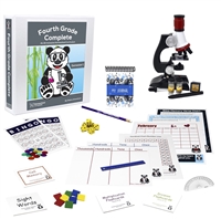 The semester one bundle includes the teacher's manual, student workbook, flashcards, bingo and memory games, microscope and eye dropper, square tiles, dice, protractor, ruler, charts, calendar, student journal.