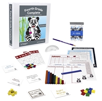 Fourth Grade Semester Two Resource Bundle includes a teacher's manual, flashcards, games, Cuisenaire rods, protractor, ruler, dice, charts, calendar,  student journal.