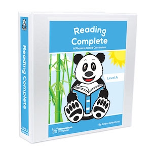 Reading Complete Teacherâ€™s Manual includes the student workbook pages. The daily step-by-step lessons include flashcard activities, a worksheet used for teaching new skills, oral reading, games, and independent written practice.