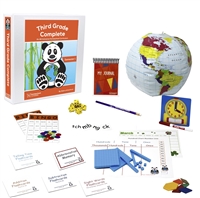 Third Grade Semester One Secular Bundle includes the teacher's manual and resources to  make learning fun. Use the flashcards, spelling squares, bingo game, pattern blocks, globe, clock, dice, and a memory game to help teach your child.