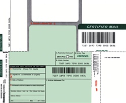 Certified Mail Labels, with Barcode and Article Number