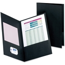 Legal Size Double Pocket Leatherine Folders, Black