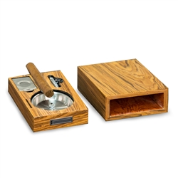 "Olive Wood" Cigar Tray with Cutter and Punch