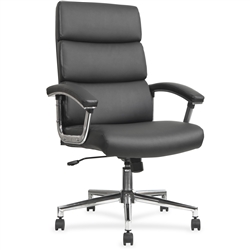 Lorell Leather High-back Chair - Black
