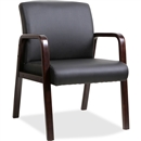 Lorell Black Leather Wood Frame Guest Chair- Espresso