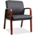 Lorell Black Leather Wood Frame Guest Chair- Mahogany