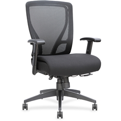 Lorell Fabric Seat Mesh Mid-back Chair - Black