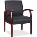 Lorell Black Leather/Wood Frame Guest Chair