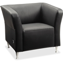 Lorell Fuze Modular Series Black Leather Guest Seating
