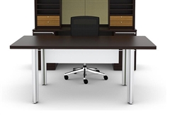 Verde Modern Table Desk with White Modesty Panel by Cherryman