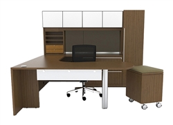 Verde White Glass Accented Executive Desk Set by Cherryman
