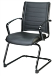 Europa Black Leather Guest Chair LE333TNM with Titanium Finished Frame by Eurotech
