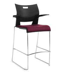 Duet Barstool 6632 with Arms and Upholstered Seat by Global