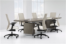 Global Total Office Zira Series 10' Boat Shaped Conference Table with Absolute Acajou Finish