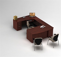Zira Series Executive Desk Layout 4 by Global