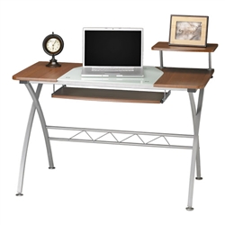 Mayline Vision Series 972 Glass Top Computer Desk with Metal Frame