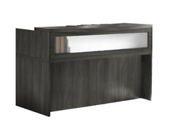 Mayline Aberdeen Gray Steel Reception Desk Shell with Glass Accents