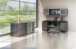 Medina 5 Piece Computer Desk Set in Gray Steel Laminate by Mayline