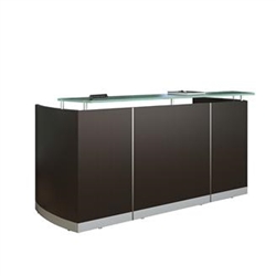 Mayline Medina Reception Desk with Storage and Glass Transaction Counter