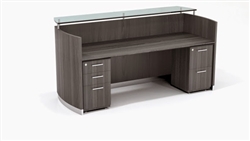 Mayline Medina Gray Steel Finished Reception Desk with Storage Pedestals