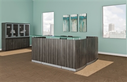 Medina Gray Steel L Shaped Reception Desk by Mayline