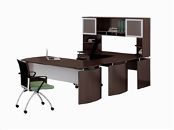Mayline Medina MNT35LDC Executive U Desk Configuration in Mocha