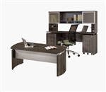 Mayline Medina Collection Executive Desk and Credenza Set with Gray Steel Finish
