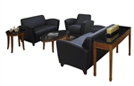 3 Piece Black Leather Santa Cruz Lounge and Reception Furniture Set by Mayline