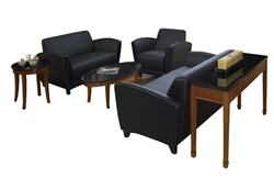 3 Piece Black Leather Santa Cruz Lounge and Reception Furniture Set by Mayline