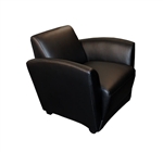 Santa Cruz Black Leather Lounge Chair with Wheels by Mayline