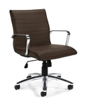 Offices To Go Luxhide Dark Brown Ribbed Back Conference Chair OTG11734B