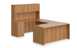 Offices To Go Autumn Walnut Superior Laminate U Desk with Hutch