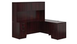 Mahogany L-Desk with Hutch by Offices To Go