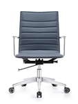 Joe Mid Back Charcoal Blue Leather Conference Chair by Woodstock Marketing