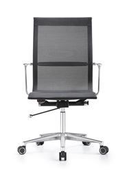 Joan Modern Black Mesh Office Chair with Chrome Polished Frame