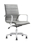 Janis Ribbed Back Gray Leather Side Chair by Woodstock Marketing