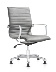 Janis Ribbed Back Gray Leather Side Chair by Woodstock Marketing