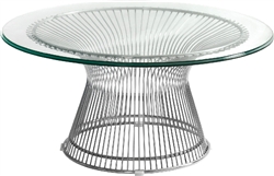 Santana Series Contemporary Glass Coffee Table with Metal Base