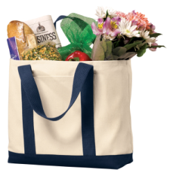 2-Tone Navy/Natural Shopping Tote