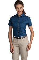 Ladies Denim Shirt (Short Sleeve)